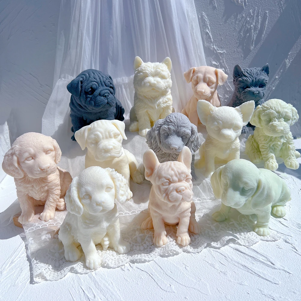 

Puppy Dog Lover Home Decor Different Breeds Puppy Candle Mold Animal Puppies Soy Wax Silicone Mould