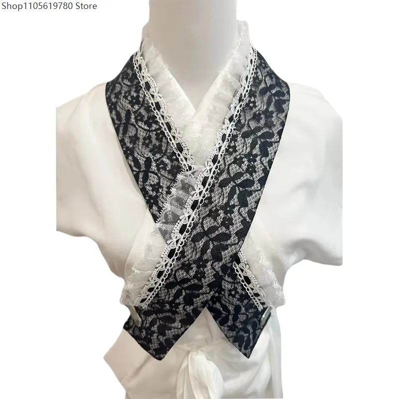 Lace Detachable Fake Collar Japanese Traditional Furisode Kimono Accessory Inner Neck Decor Vintage Ornament Cosplay Accessory