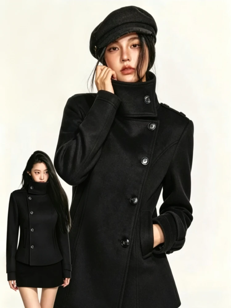 2026 Autumn Winter Wool Blend Coat Women Y2K Korean Style Long Retro Harajuku French Elegant Office Casual Daily Overcoats