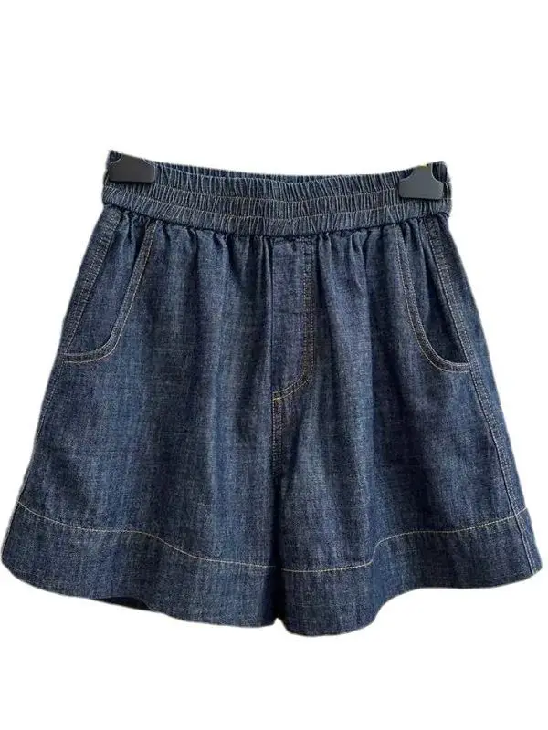 Oversize Denim Shorts Women 2026 Spring Summer High Waisted Cute Soft Girl Frilly Wide Leg Loose Jeans Shorts