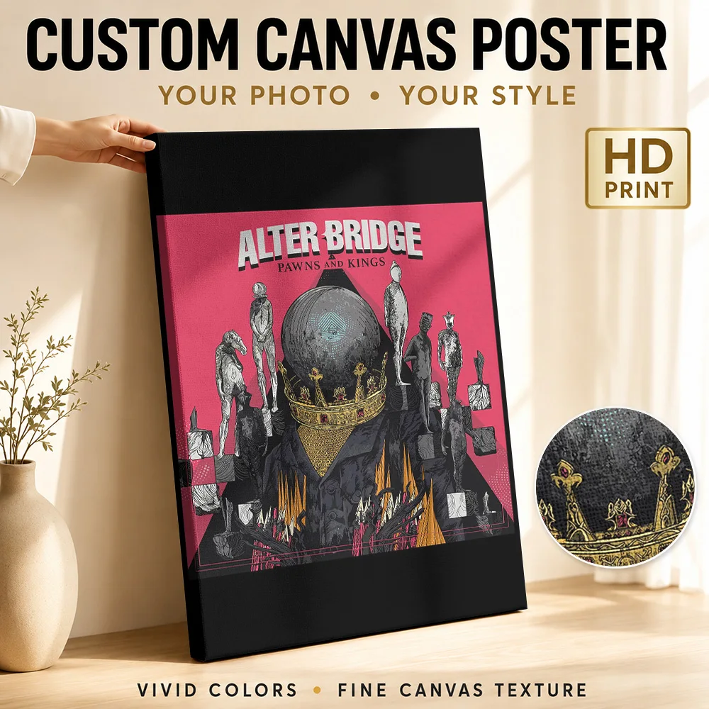 Alter Bridge Pawns And Kings Skull Canvas Print Personalized Photo Illustrated Wall Art For Listening Lounge, Concert Fan Gift