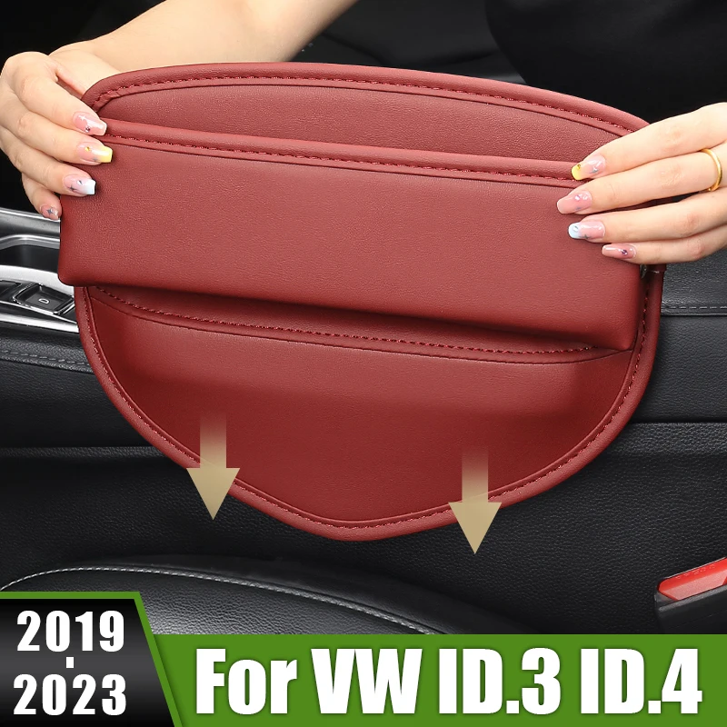 For Volkswagen VW ID.3 ID.4 2019 2020 2021 2022 2023 Car Seat Crevice Storage Box Bag Built-in Multi-Functional Phone Holder Bag