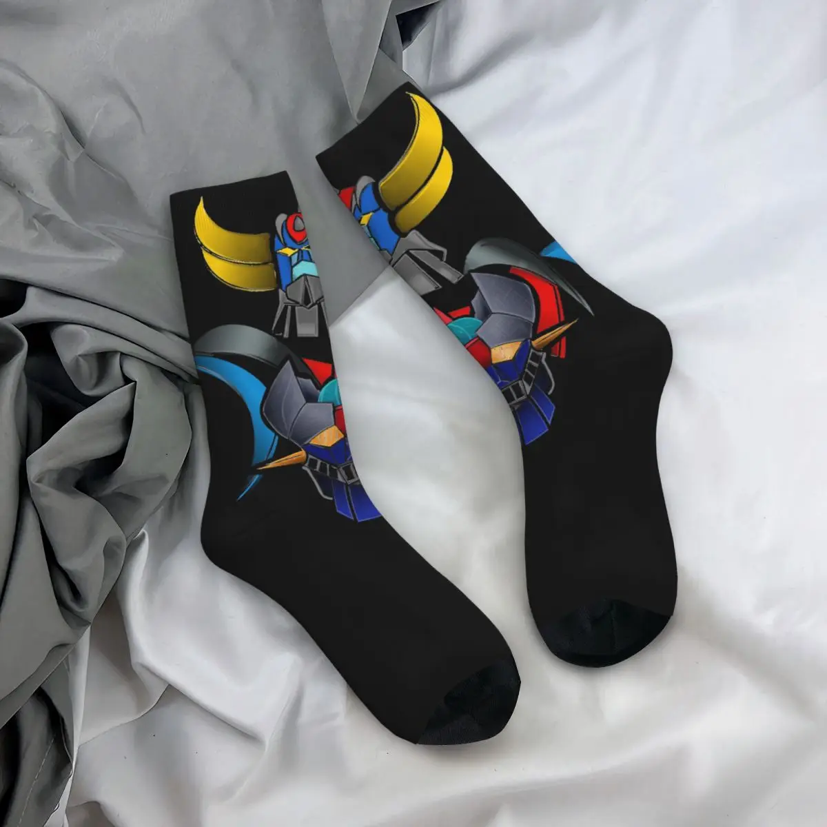 MAZINGER Z Essential UFO Robot Goldrake Grendizer Anime Kawaii Drawstring Socks Cartoon Pattern Socks harajuku Men Happy hip hop