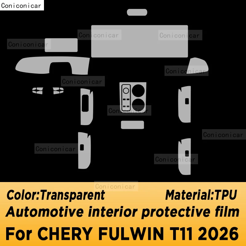 Voor CHERY FULWIN T11 2026: transparante TPU-beschermfolie voor het middenconsole-interieur van de auto, krasbestendige, afgesneden folie, accessoires.