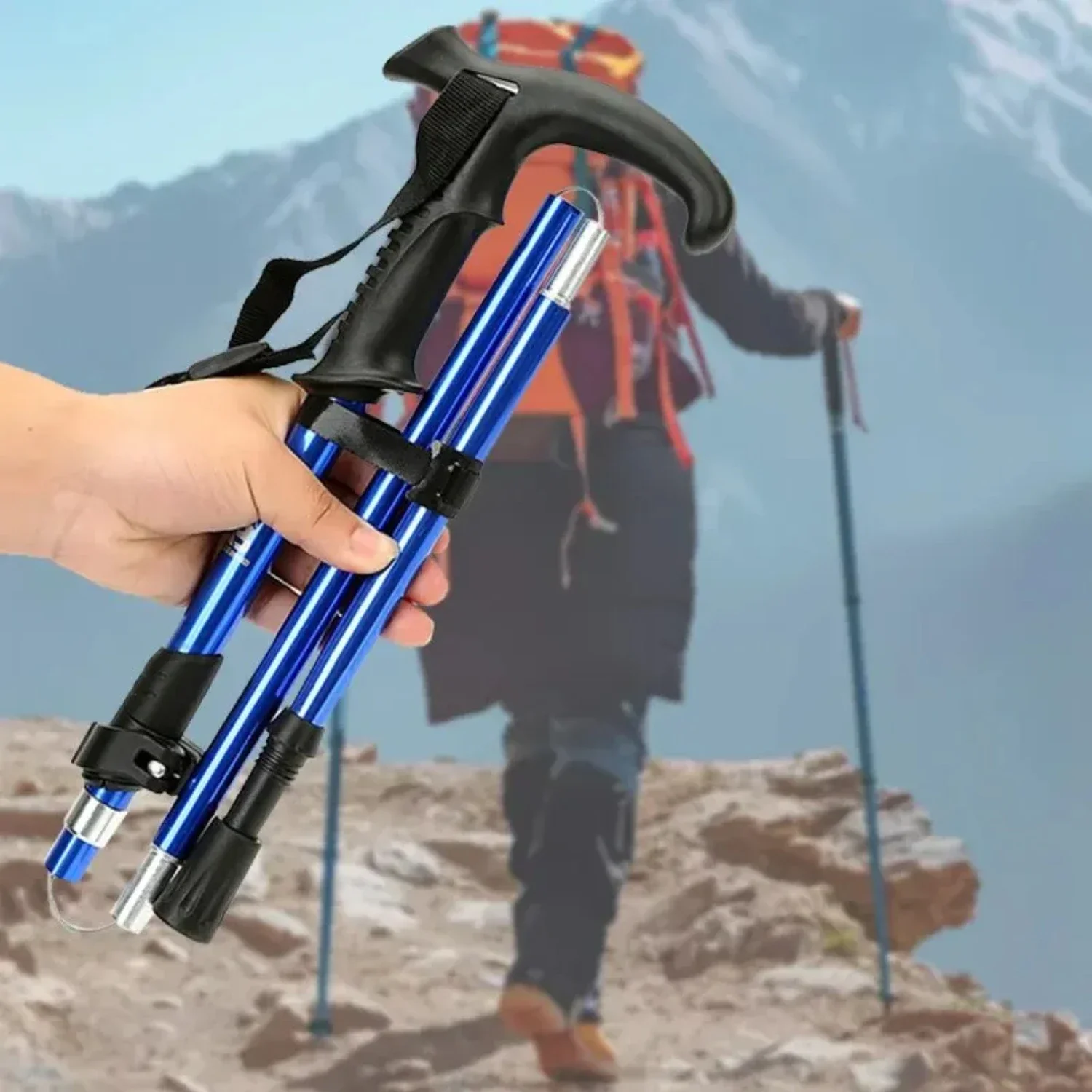 

Foldable Ultralight Trekking Poles Aluminum AlloyWalking Stick Collapsible Mountaineering Staff Outdoor Hiking Alpenstock Tools