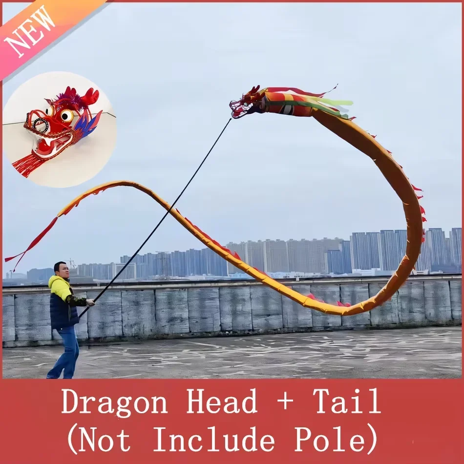 

10/12 Meters Golden Silver Flying Dragon Dance With Head Outdoor Fitness Dragon Practice Festival Performance (Not Include Pole)