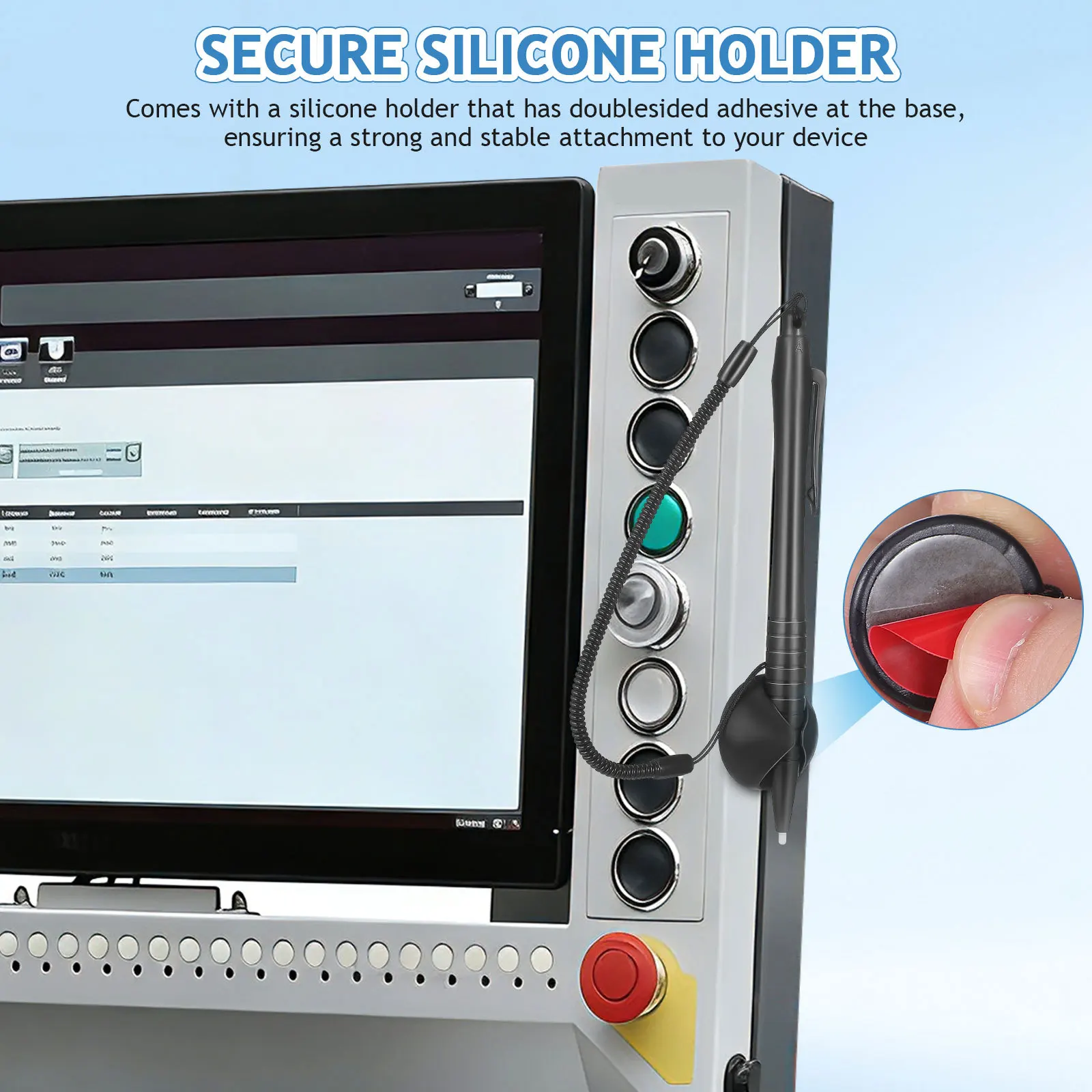 2 قطعة قلم شاشة لمس مقاوم مضاد للخسارة قاعدة الحبل سطح أملس رسم دقيق معدات التحكم الصناعية