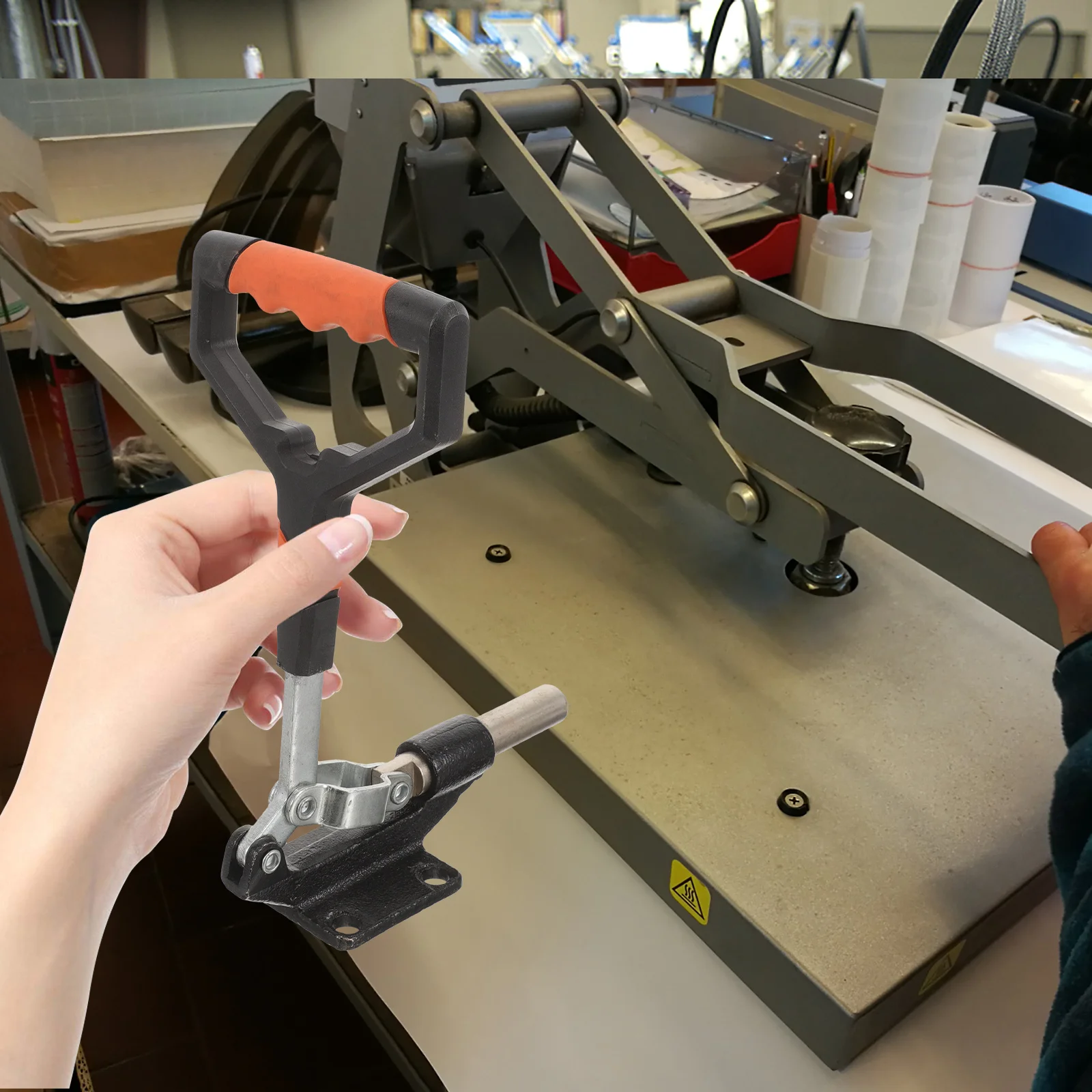 

Heat Press Clamp Accessory Durable Iron Plastic Handle Fixture Replacement for Hot Stamping Machine Accurate Sublimation