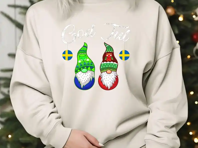 Ki God Jul Swedish Merry Christmas Sweden Gnome Costume T-Shirt, Sweatshirt, Hoodie