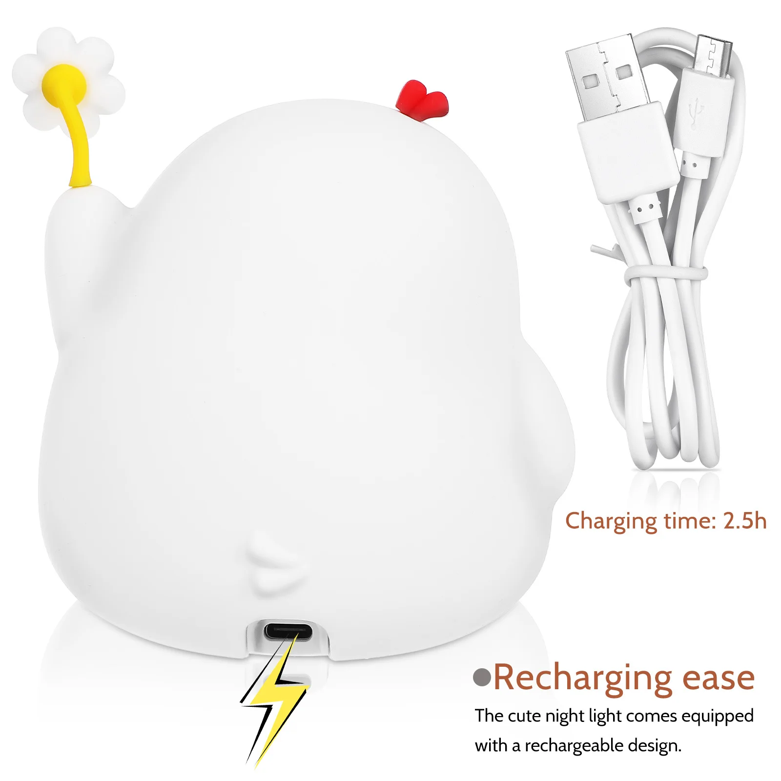 

Chick Nightlight Rechargeable Cute Bedside Table Lamp Nursery Night Light Cartoon Bedroom Nightstand Lamp Decorative Animal