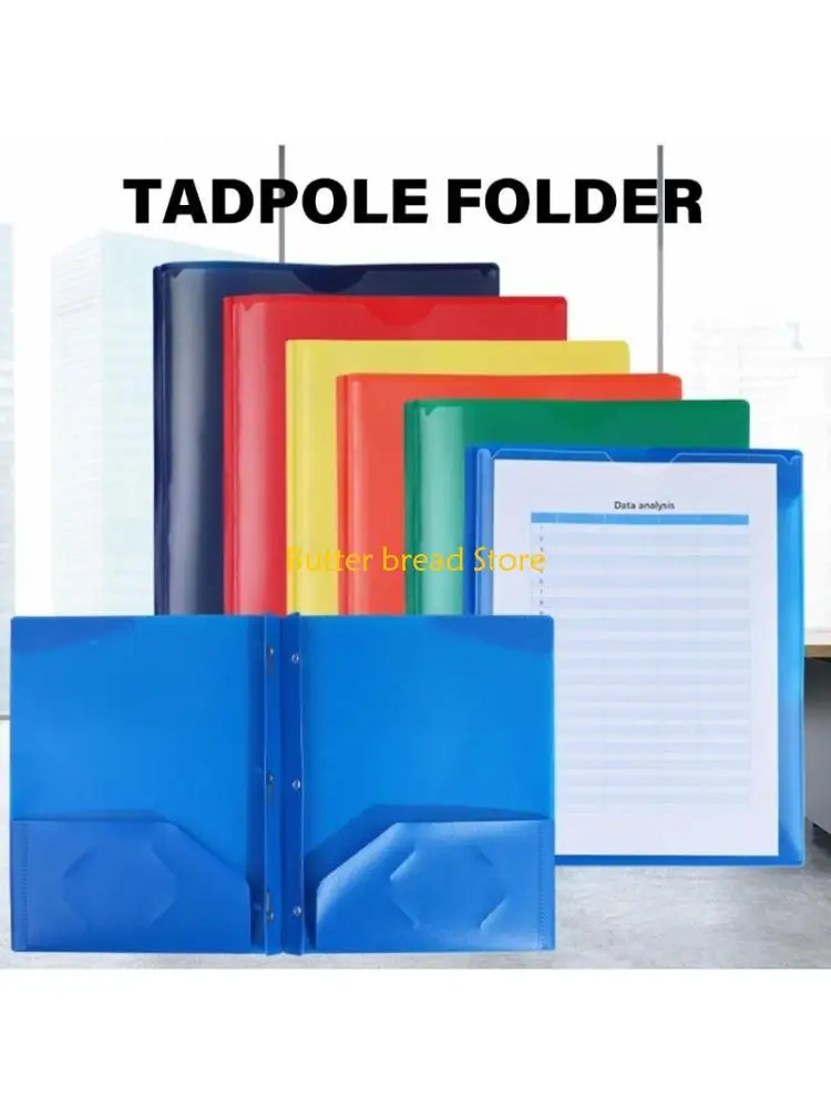 

W89C 10Pcs Letter Size Paper Folder with Two Pockets and Business Card Holder, Two Pocket Folders with 3 Prong for Office