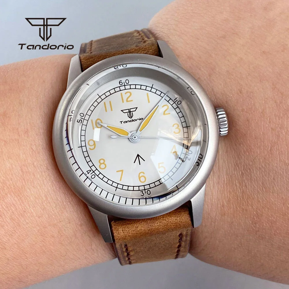 

Tandorio Domed Sapphire Mechanical Sandblasted 36mm Diver Men Watch Automatic NH35 PT5000 20BAR Lume Fashion Wristwatch Leather