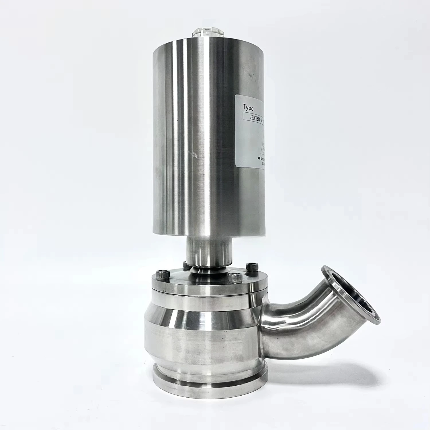 SS316L Aseptic Pneumatic Control Valve Flushing Tank Bottom Valve with PTFE Seat