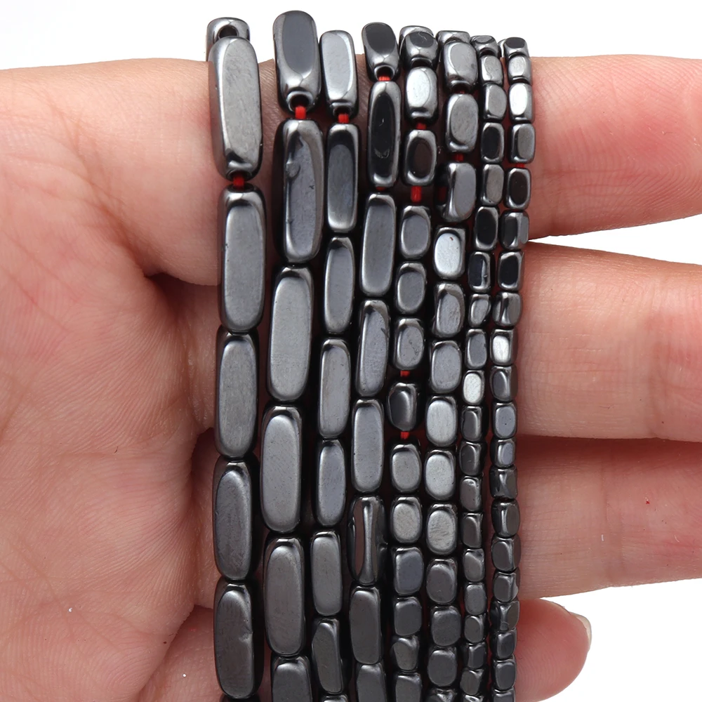 1 Strand Black Hematite Natural Stone Beads Square Column Spacer Loose Beads for DIY Handmade Bracelet Necklace Jewelry Making