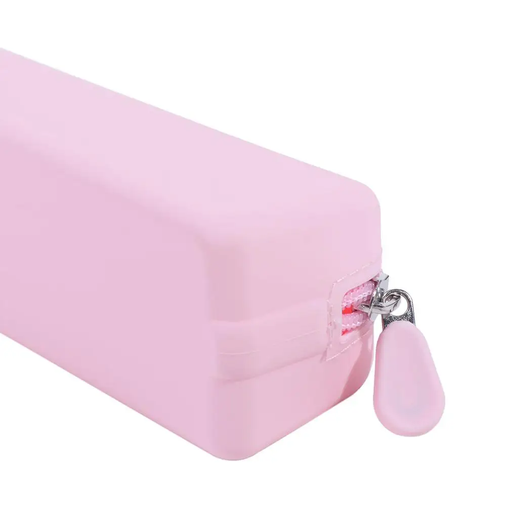 Portable Silicone Pen Bag Large Capacity with Zipper Pencil Case Waterproof Multi-function Cosmetics Storage Bag Desktop
