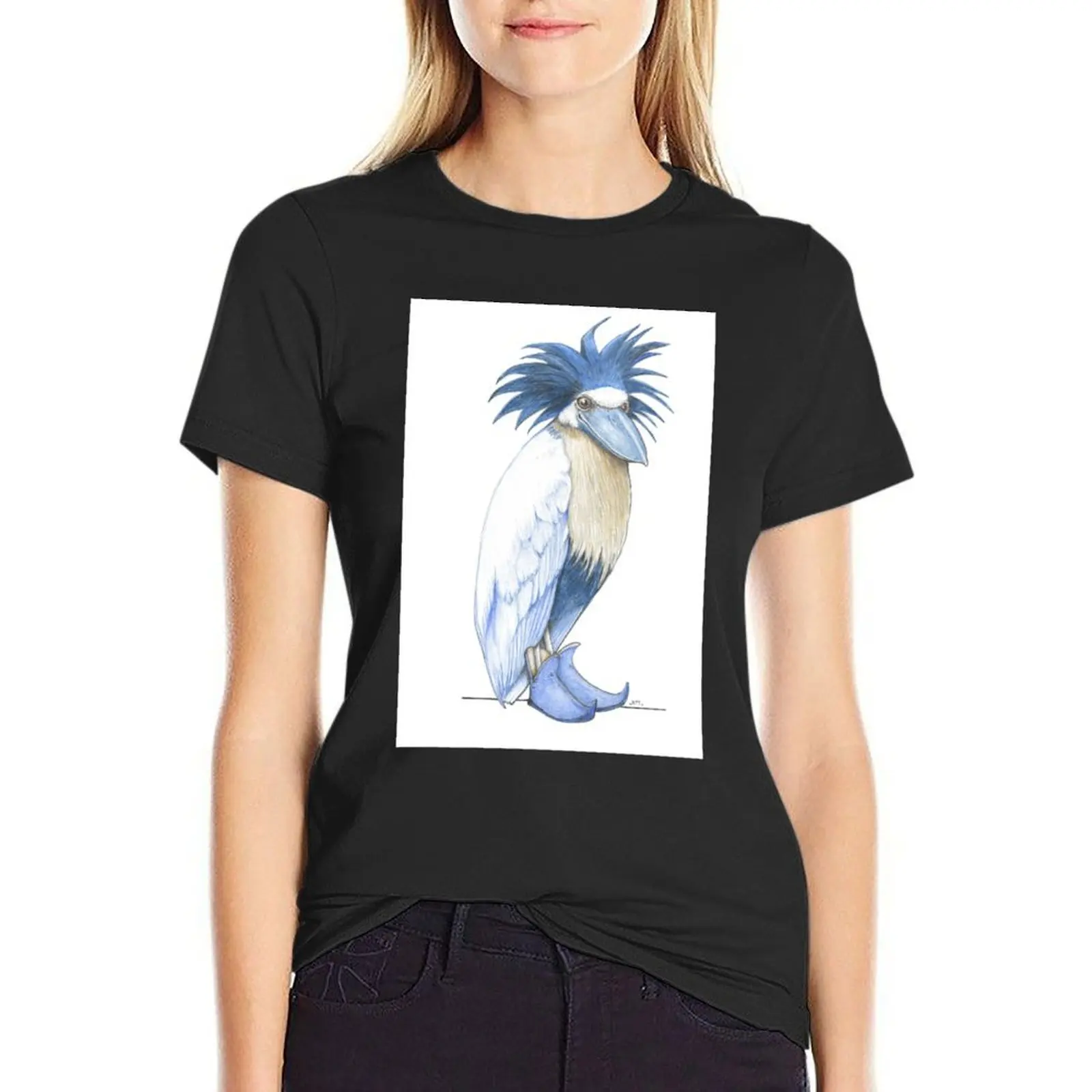 Boat-billed Heron in Jester Shoes. T-Shirt animal prinfor lady clothes Woman clothing