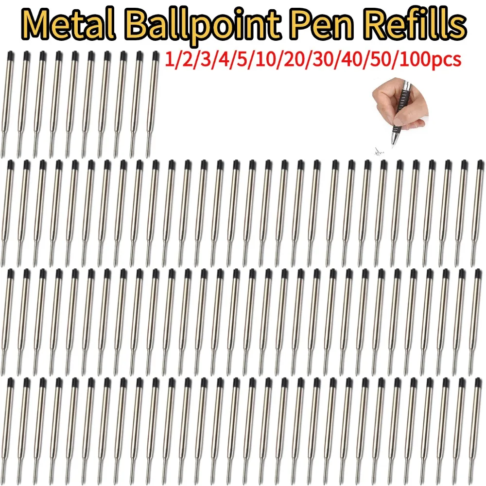 Metal Ball Bpoint Pen Black Business Ballpoint Pen Refills For Parker Pens Medium Point Black Ink Rods Writing Office Stationery