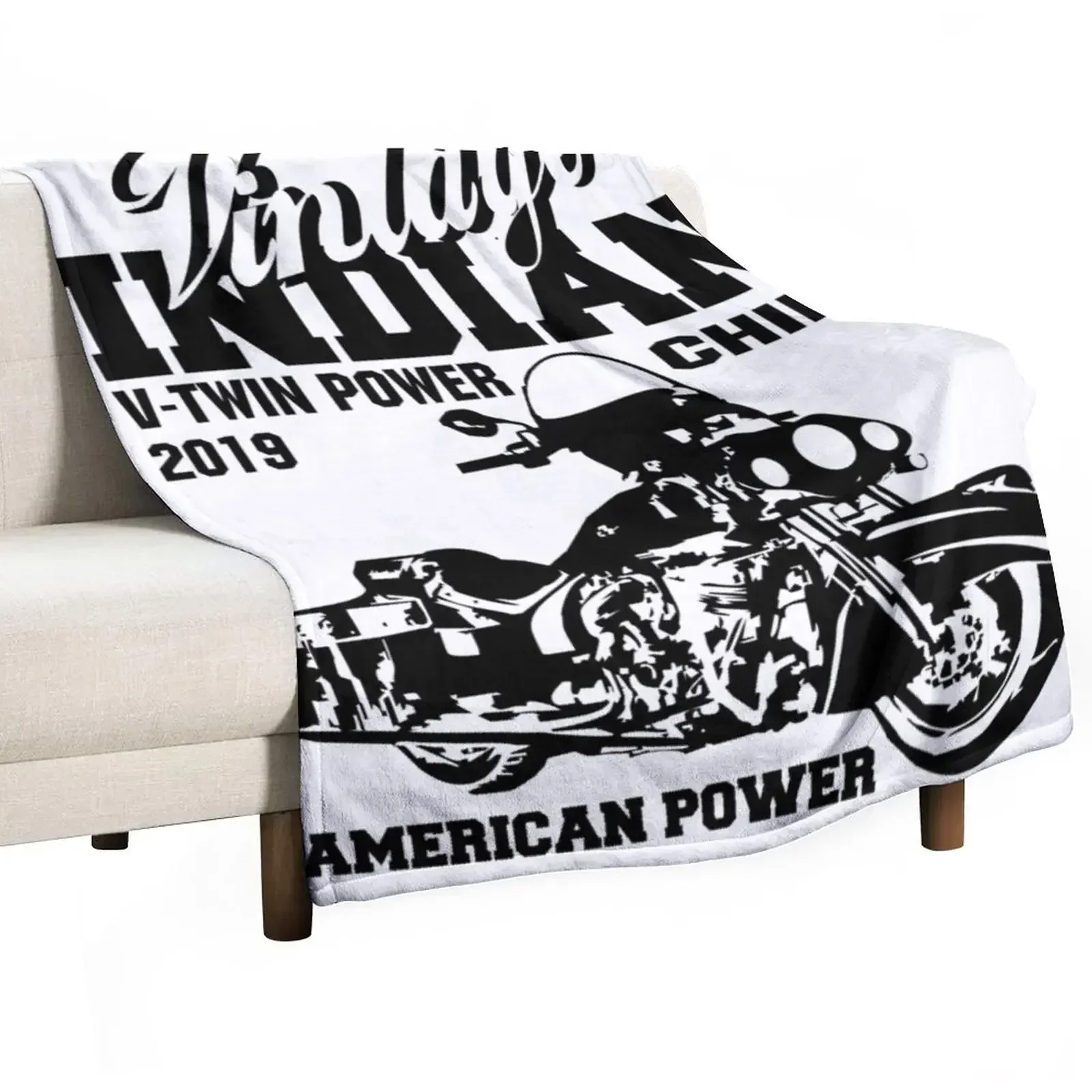 VINATGE Indian Chief Classic Motorcycles - American Power Throw Blanket Hairy warm for winter Luxury Thicken Blankets