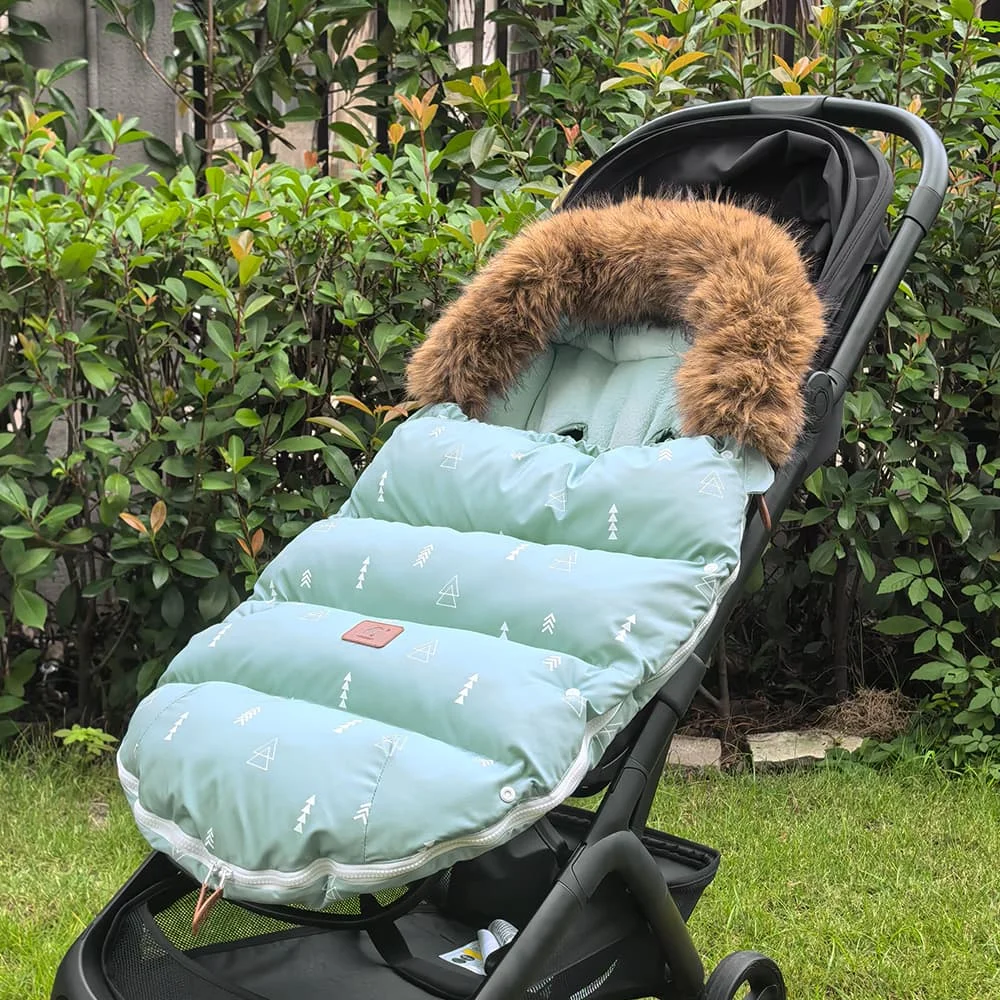 0-24 Months Universal Stroller Envelope Winter Windproof Pram Footmuff Thicker Warm Baby Fashion Green Triangle Printed
