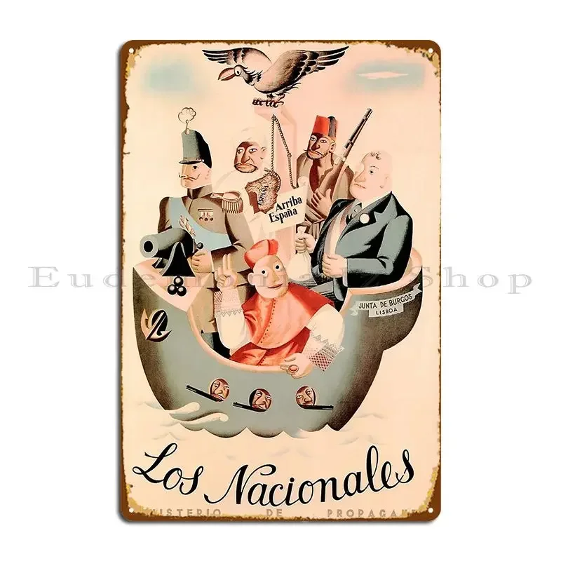 Los Nacionales Spanish Civil War Government Propaganda Poster Dated 1936 Metal Sign Cinema Cinema Personalized Tin Sign Poster