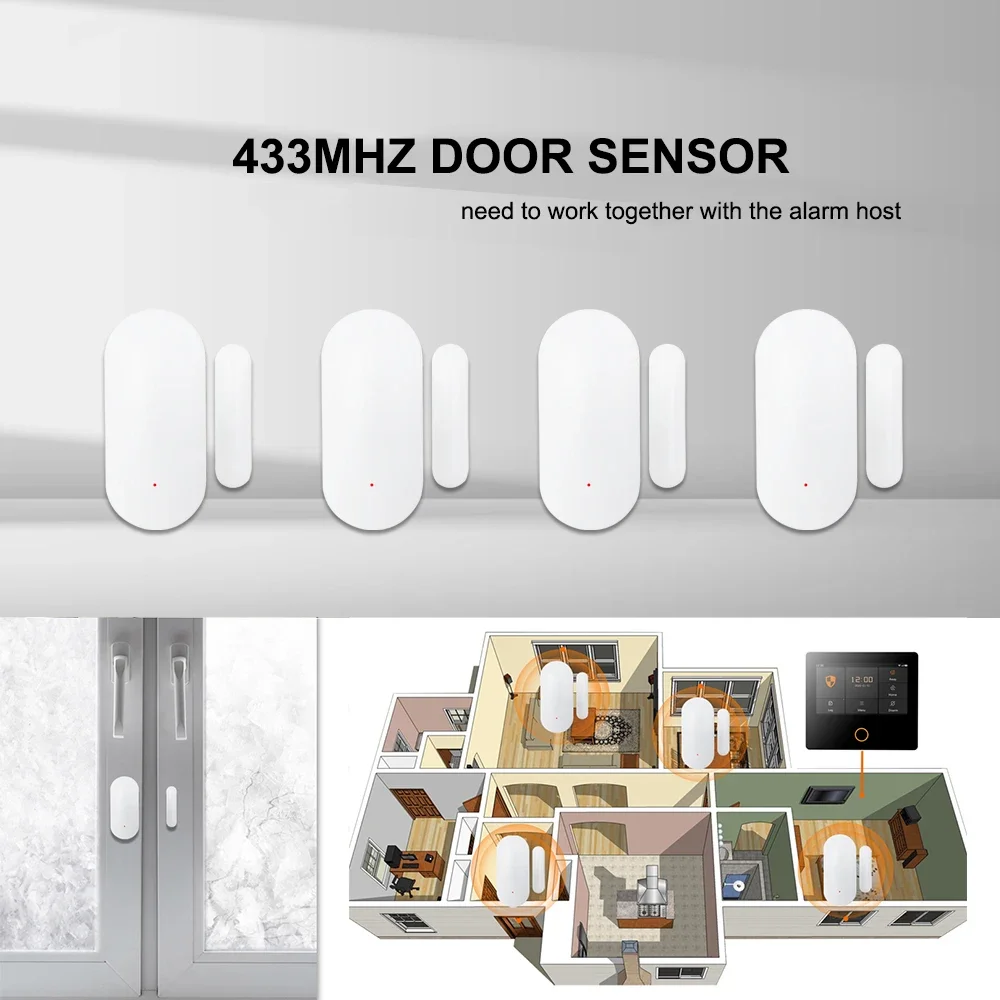 ACJ-Wireless Janela e Porta Sensor, Home Security System, Painel Detectar, Alarme Aberto, Anti-Roubo, Acessórios, EV1527, 433MHz