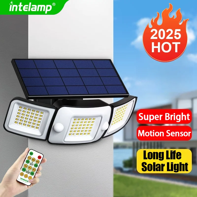 2025年強力ソーラーライト屋外モーションセンサー超高輝度壁ランプip65防水街路灯（庭、庭、小道、ガレージ用）