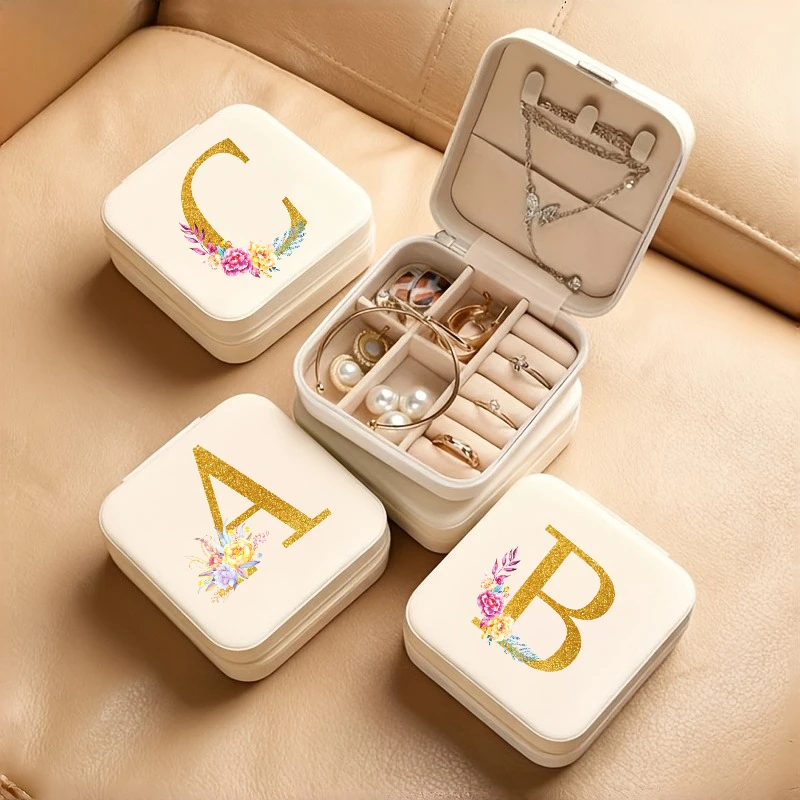 

PU jewelry box for rings, necklaces, and earrings, featuring a letter design—perfect for events, parties, and holiday gifts