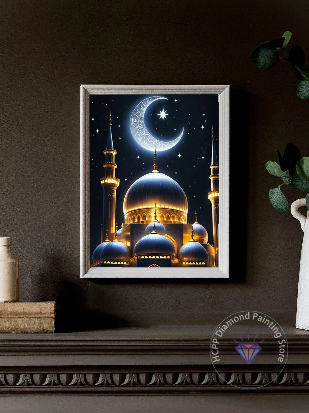 Islamic star and crescent architecture Pattern Diamond Painting Kit 5D DIY Cross Stitch Handmade Art Gift Crafts Home Decor Gift