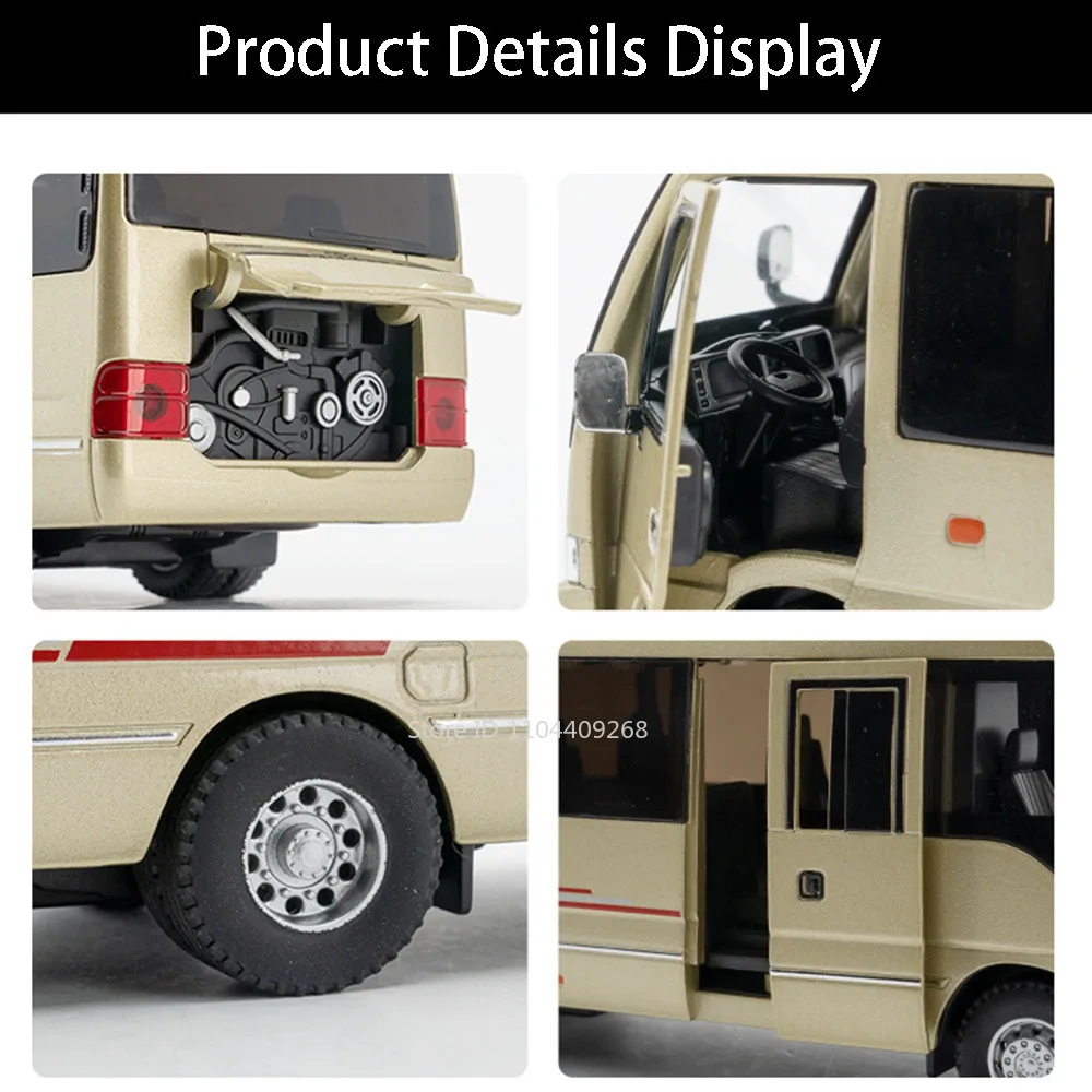 1:32 스케일 코스터 비즈니스 버스 모델 장난감 자동차 다이 캐스트 금속 사운드 라이트 뒤로 당겨 경찰 차량 모델 장난감 소년을위한 선물