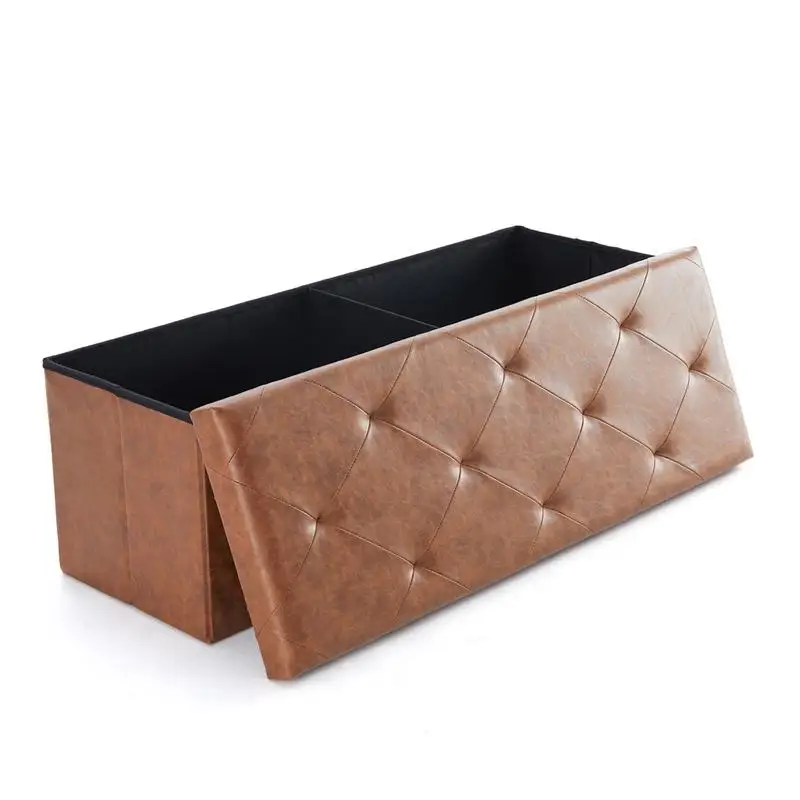 【Deal】Sweetcrispy Rectangular S-Folding Linens Fabric Padded Seat Storage Ottoman Bench, 660 lb Capacity Footstool with Storage, Large Organizer for Home Organization Furniture