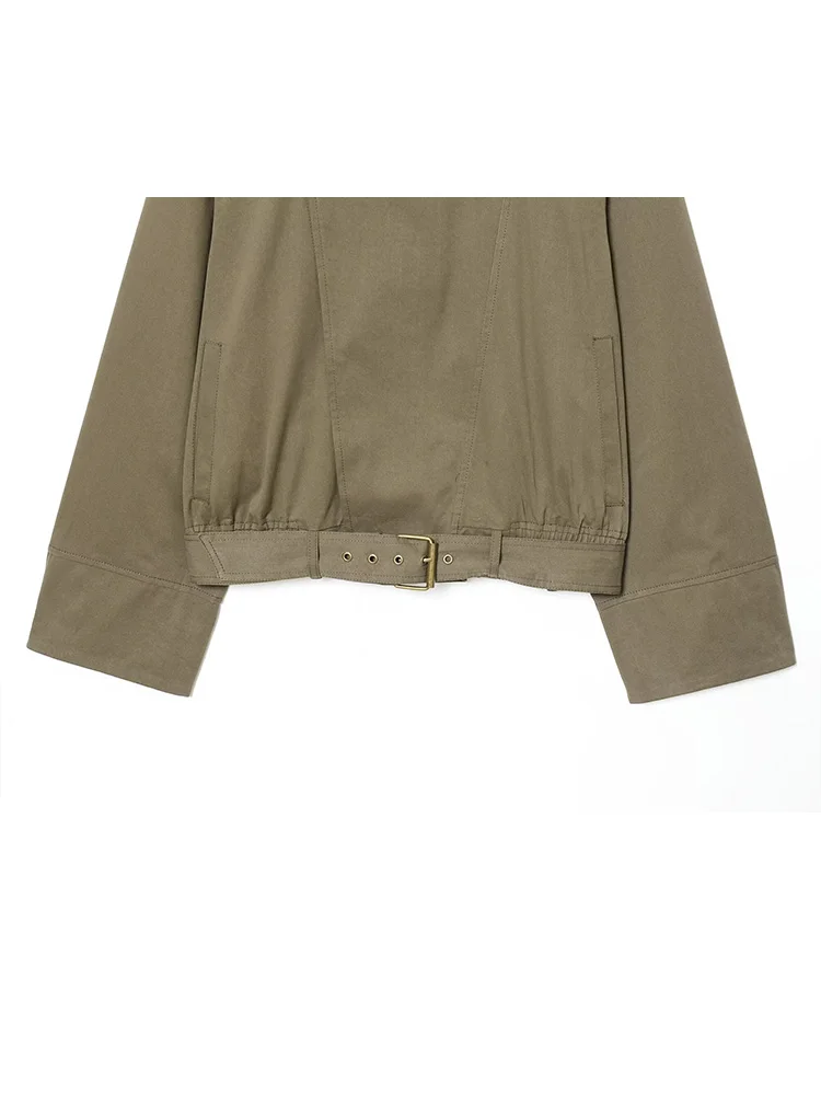 HH Woman Autumn Streetweer Style Jackets Solid Turn-Down Collar Pocket Single Breasted Woman's Fashion Long Sleeves Coats Mujer