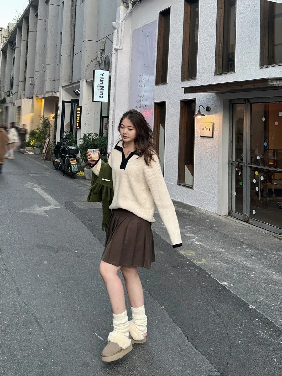 

Пуловер с эффектом похудения V-Ne, длинный свек, свободный крой, повседневный свитер средней длины, осенне-зимний модный свитер для молодых женщин