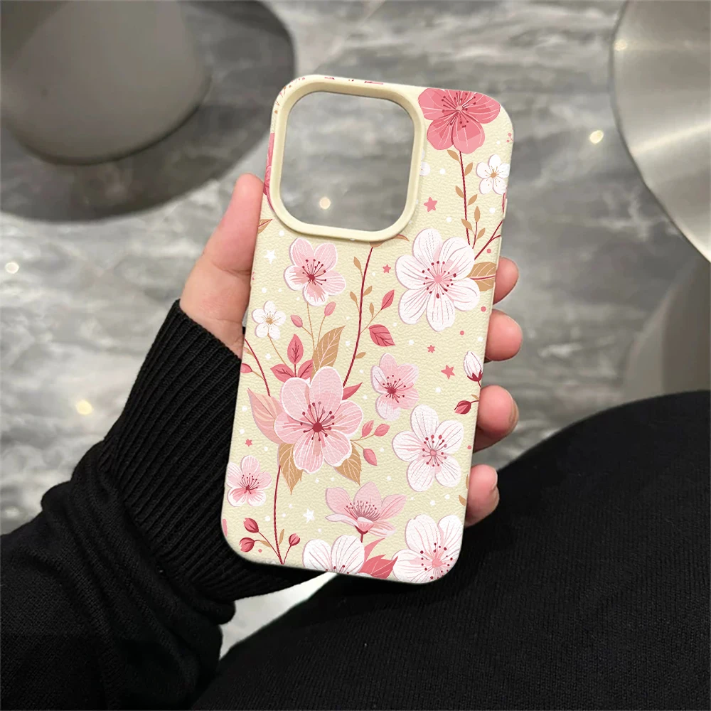 Aquarell-Kirschblüten-Handyhülle für iPhone 17 16 15 14 13 12 Pro Max 16 15 14 Plus 17 16 15 Pro 17Air Silikon-Matt-Hülle – Detail 5
