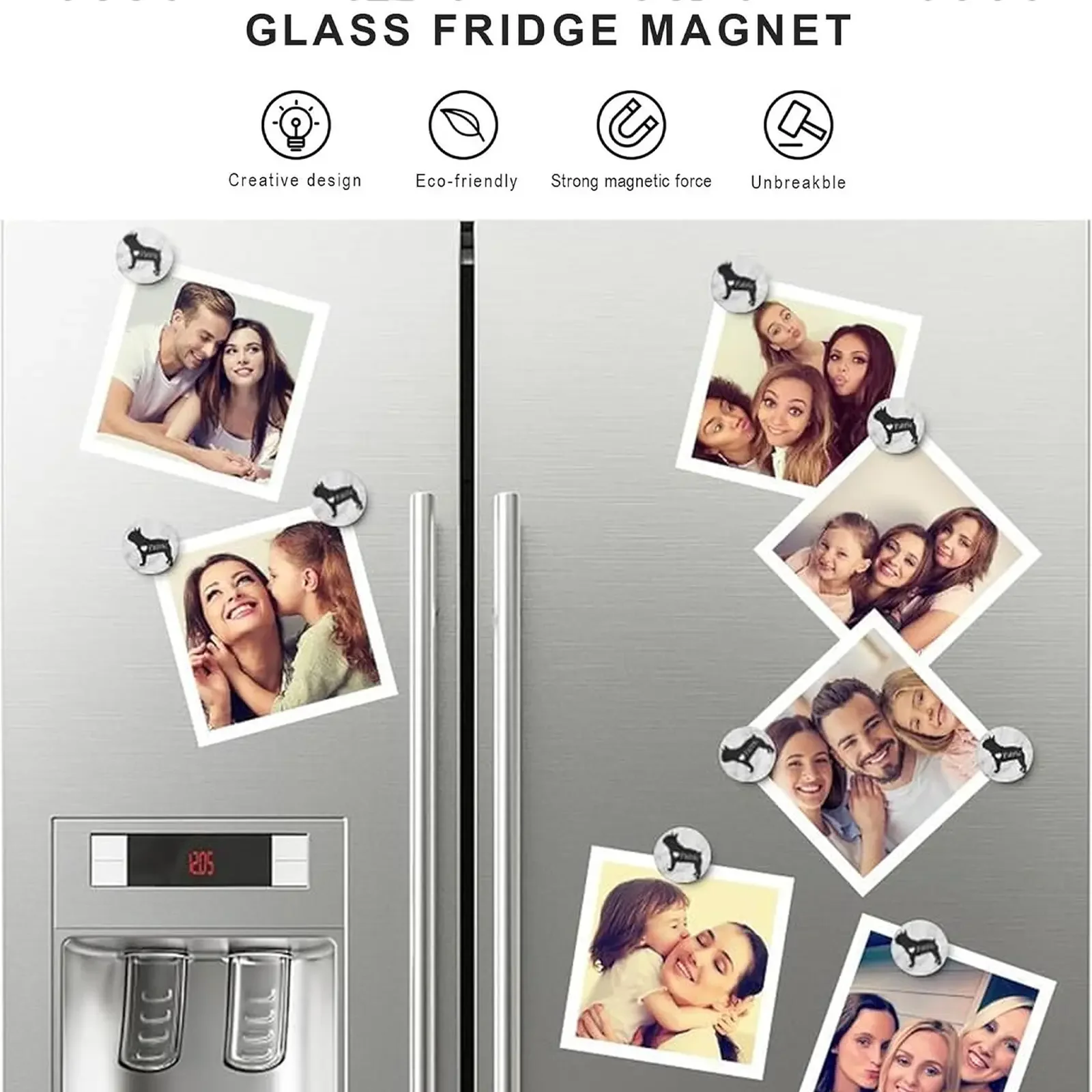 Personalisierte Foto-Kühlschrankmagnete aus Kristallglas, Magnetische Kühlschrankdekoration, Personalisiertes Erinnerungsgeschenk, Hochzeitsgeschenke, Rund/Herz – Detail 4