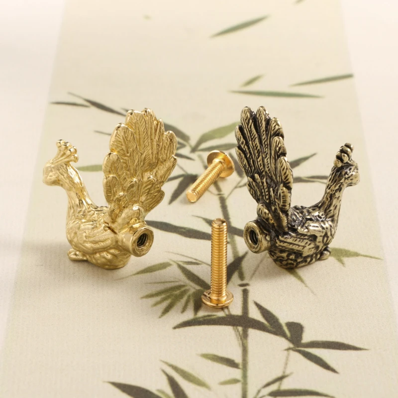 Brass Peacock Creative Drawer Handle  Metal Cabinet Handle Hardware Accessories  Home Furniture, Door Decorations
