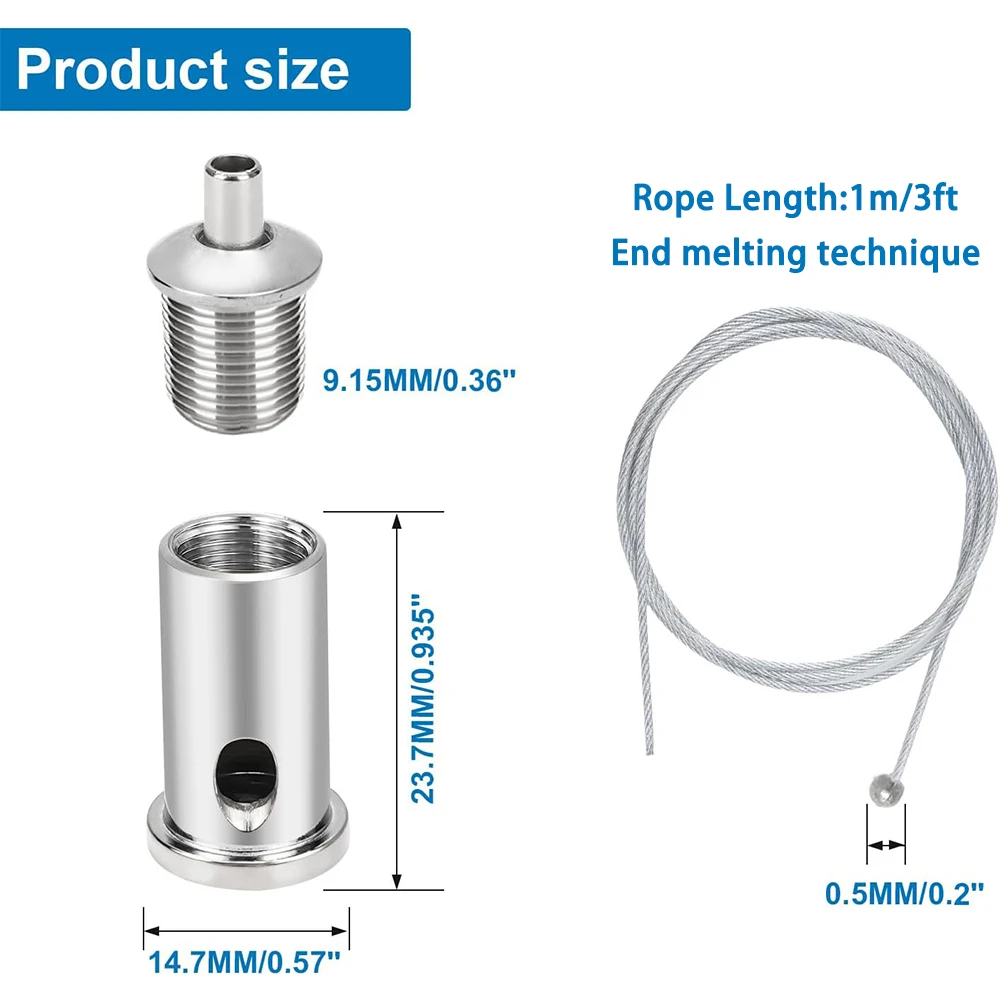 3.28ft Hexagonal Garage Light Suspension Wire Rope Kit Honeycomb Suspension Installation Hardware Adjustable Wire Rope