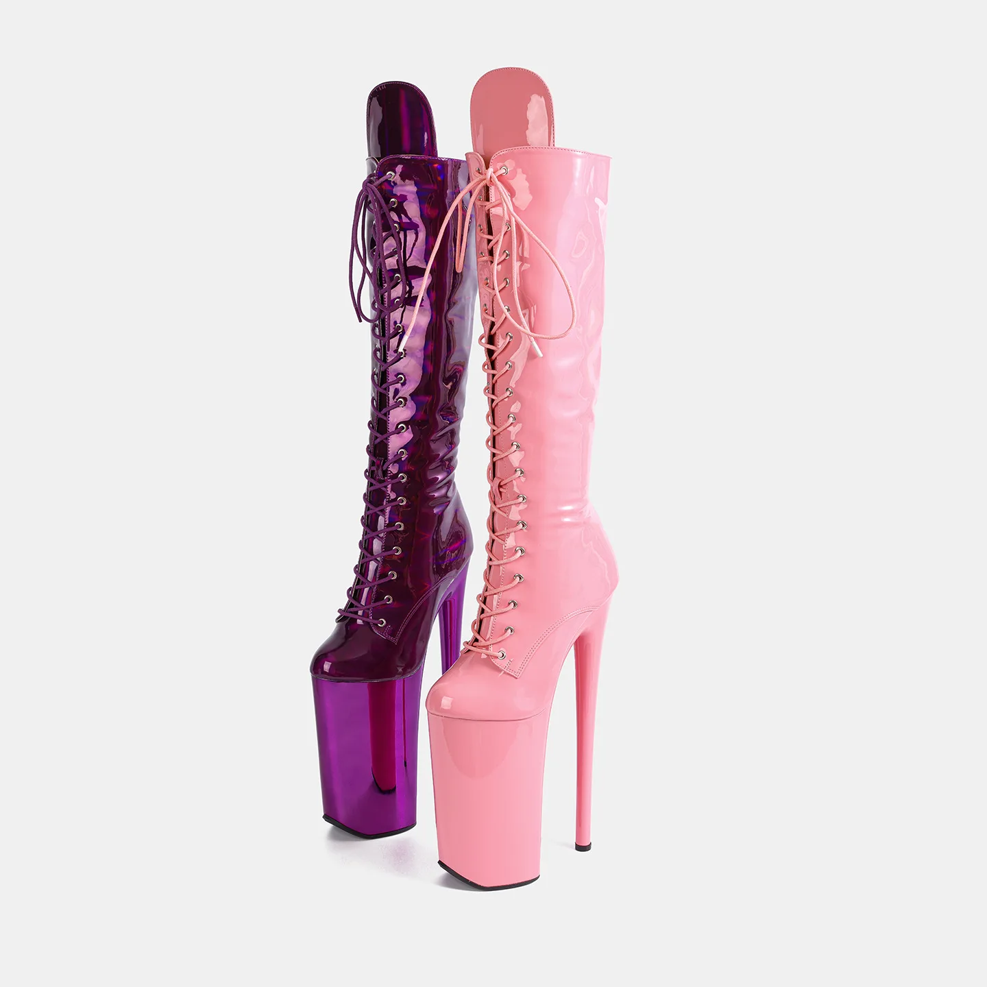 Sexy 26cm Thigh High Boots Pole Dance Super High Heels Over Knee Large Size Nightclub Stage Performance Catwalk Boots Men Women