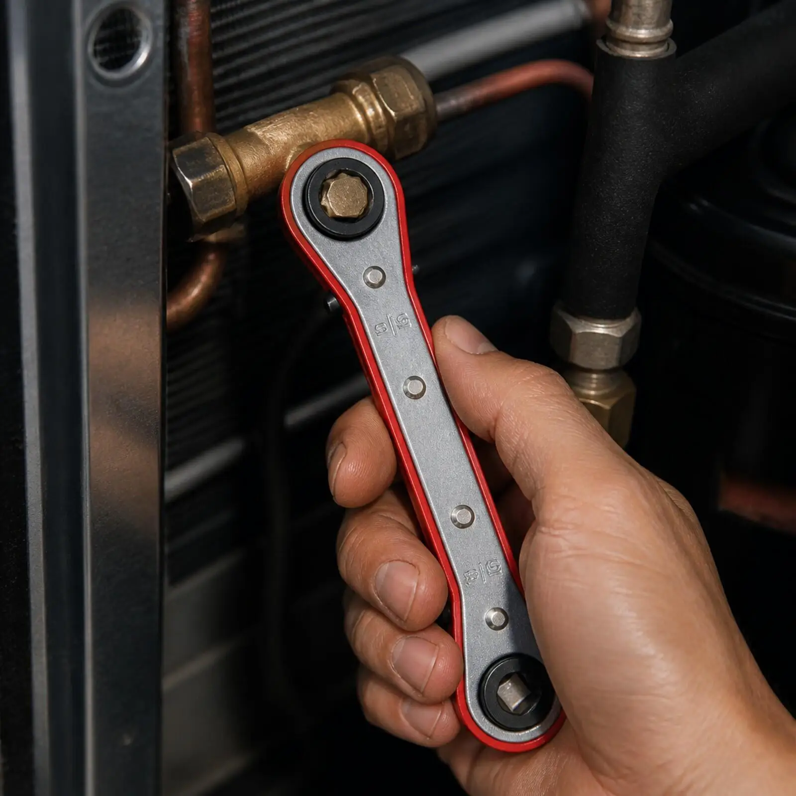 Refrigeration Ratchet Wrench | Secured Riveted Construction, Flat Refrigeration Service Ratchet Wrench, Maximum Leverage