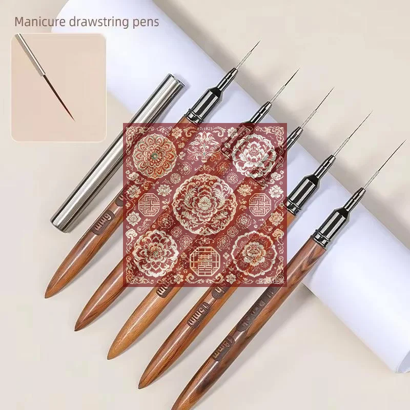 1/4/5Pcs Wood Handle Nail Brush Gel Nail Art Liner DIY Paint Brush Draw Lines Flowers UV Gel Manicure Salon Tool
