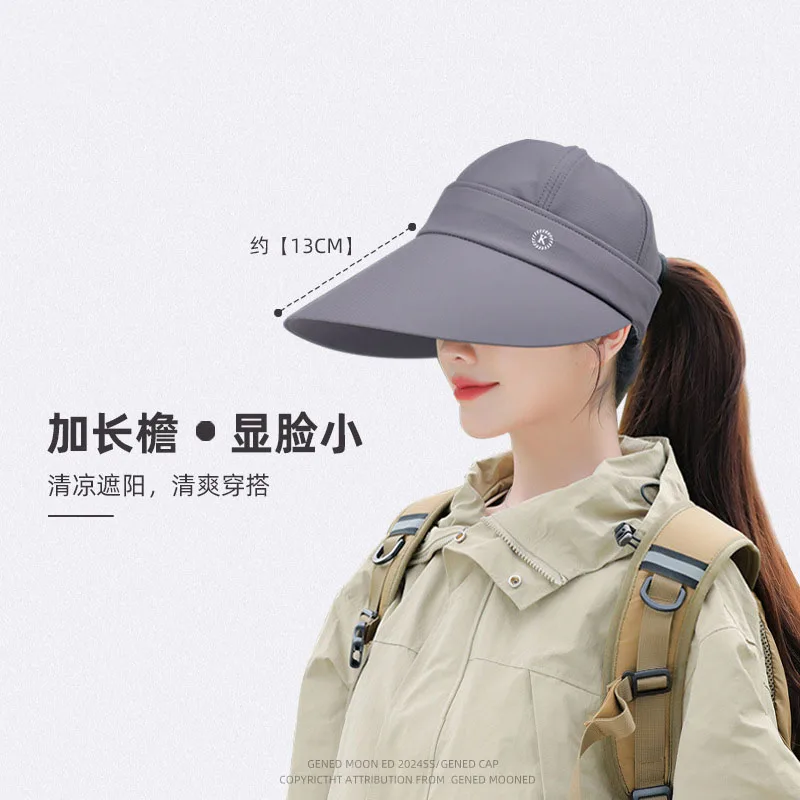 2025 New Cap Summer Large Visor Face Sunscreen Sun Hat Outdoor Cycling Visor Detachable Hat Body Empty Top Beach Hat Casquette