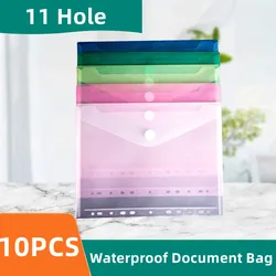 Bolsa de archivos A4 de hojas sueltas, organizador de documentos impermeable de gran capacidad, suministros de papelería para estudiantes, oficina, 10 piezas