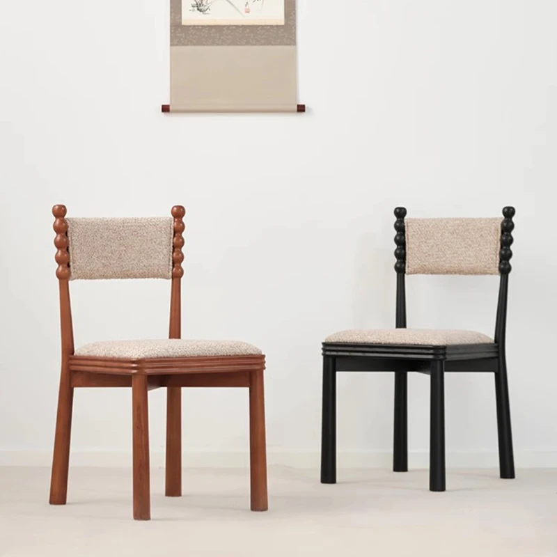 

Chinese Vintage Dining Chairs Upholstered Comfortable Mid Century Trendy Dining Chairs Elegant Minimalist Chaise Luxe Furniture