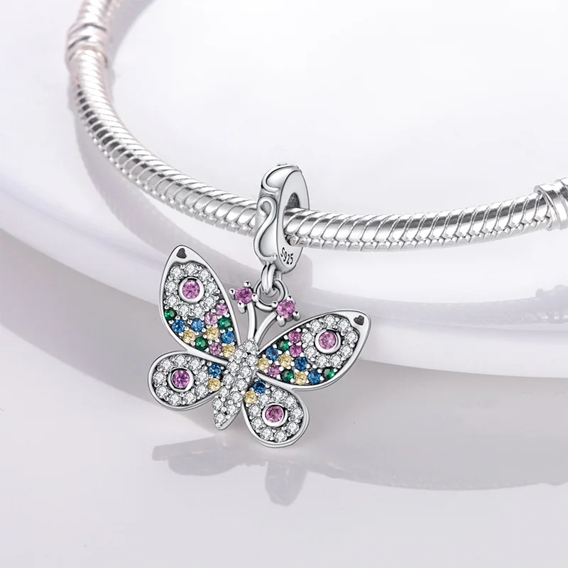 Autentico argento Sterling 925 colorato farfalla libellula perline di fascino per Pandora braccialetto originale bella creazione di gioielli fai da te