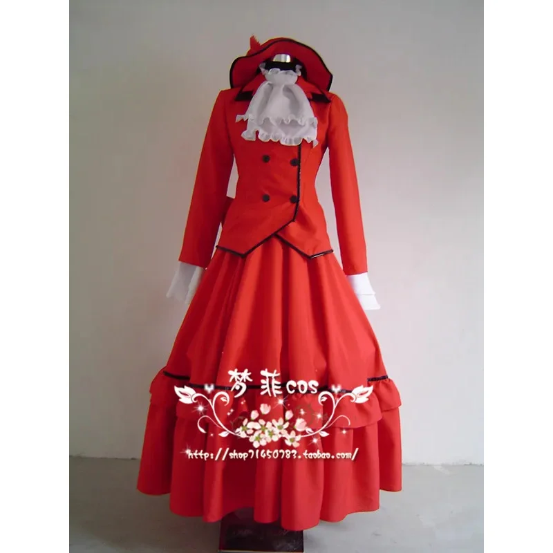 Fashion anime Black Butler cosplay costumes dam red party dress [custom made] with hat msted 78