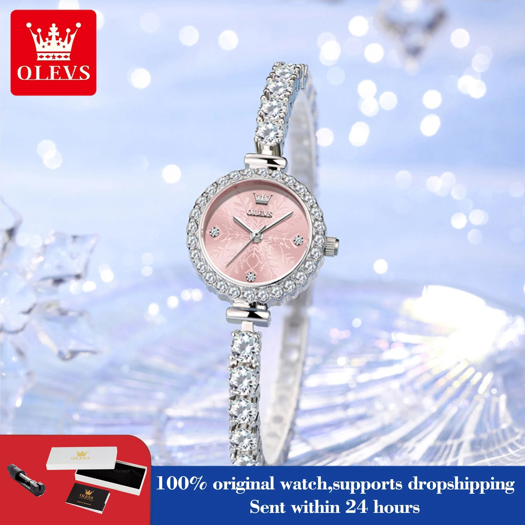 OLEVS 5889 Womens Watch Elegant Fashion Quartz Watch Waterproof Luminous Copper Bracelet Watches For Woman Gifts Jewellery Clasp