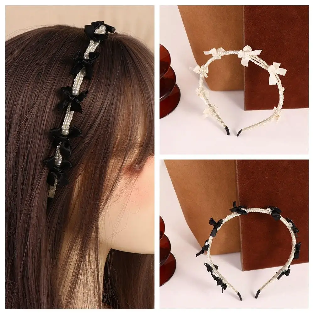 Korean Style Elegant Pearl Hair Band for Women Sweet Bow Headband Hair Hoops Head Band Lady Fashion Headwear Hair Accessories