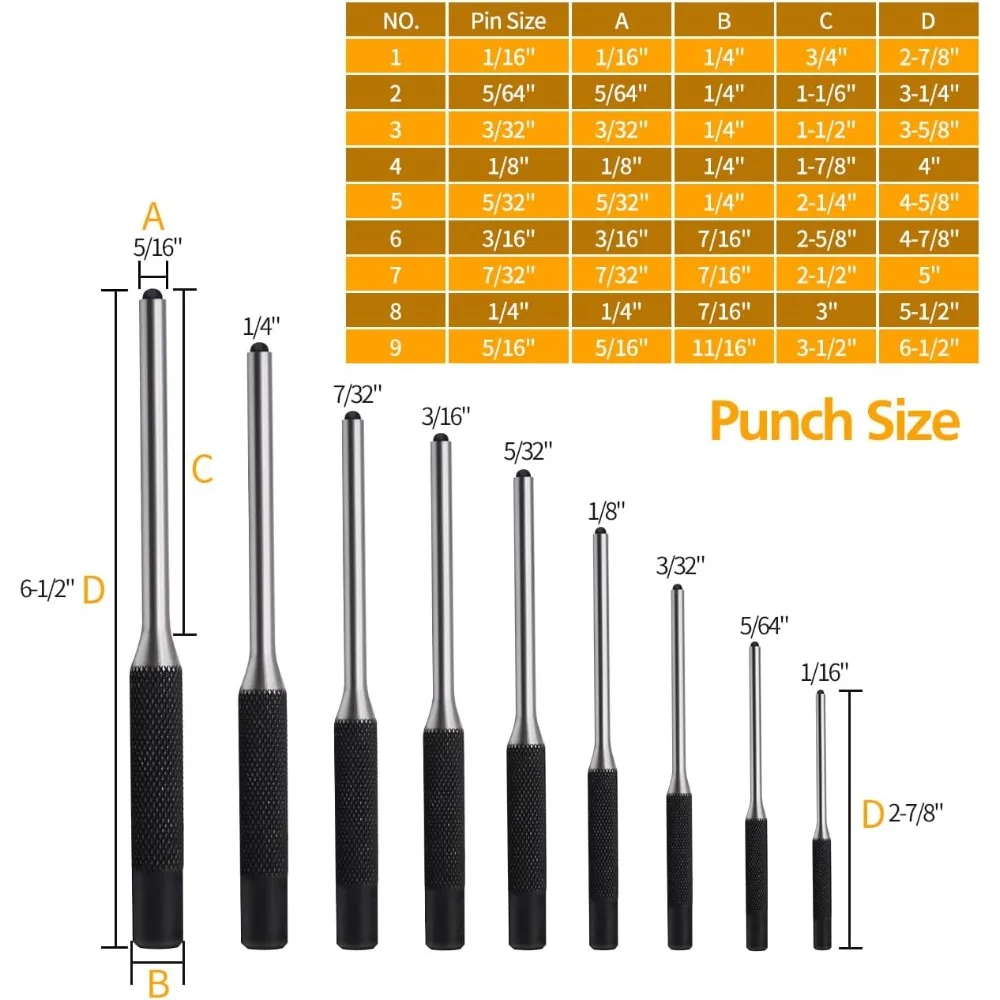 Pin Punch Set 14pcs Removing Repair Tools Including Universal Block Pin Punches and Hammer for Automotive Watch Repair Jewelry