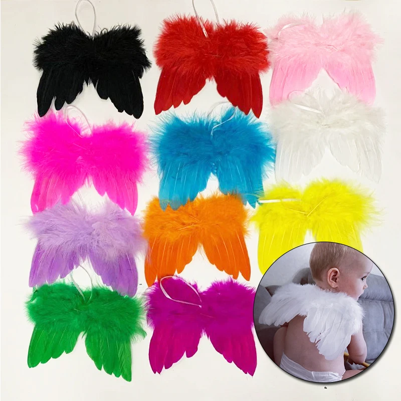 Mini Feather Angel Wing for Newborn Baby Kids Photography Props Doll Clothes Diy Show Masquerade Party Hanging Ornament Decor