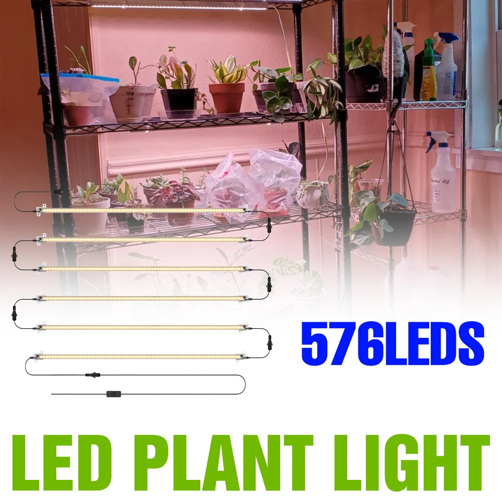 

12 головок светодиодная лента для выращивания цветов в помещении, лампа для выращивания гидропоники, 30/50 см для горшечных суккулентов, коробка для выращивания растений, 220 В, вилка европейского стандарта