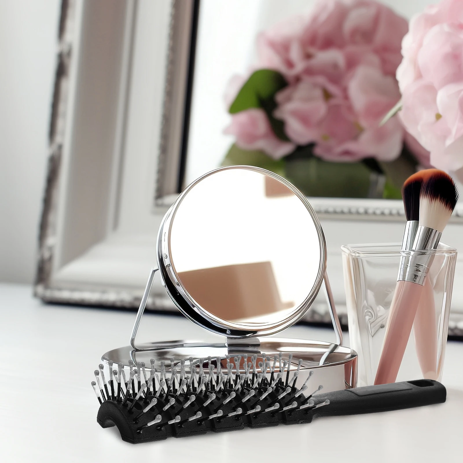 

1Pcs Anti-Static Massage Comb Rib Hair Straightener Comb for Home Hair Care Scalp Blood Flow Relief Ergonomic Handle Black